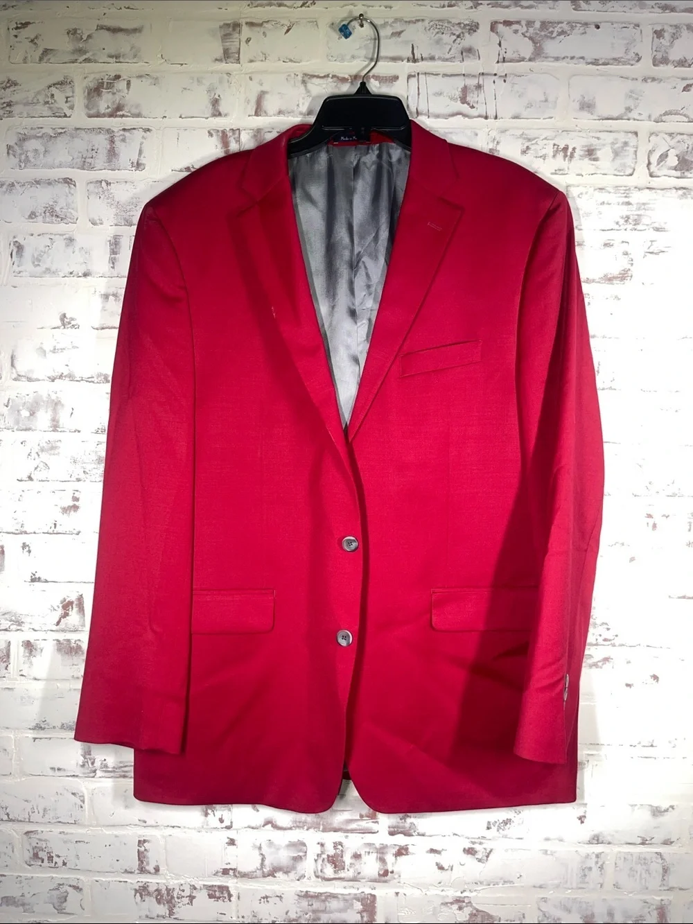 Mens Turnbury Red Blazer Sport Coat Modern Lux Statement Jacket Satin Finish 46L